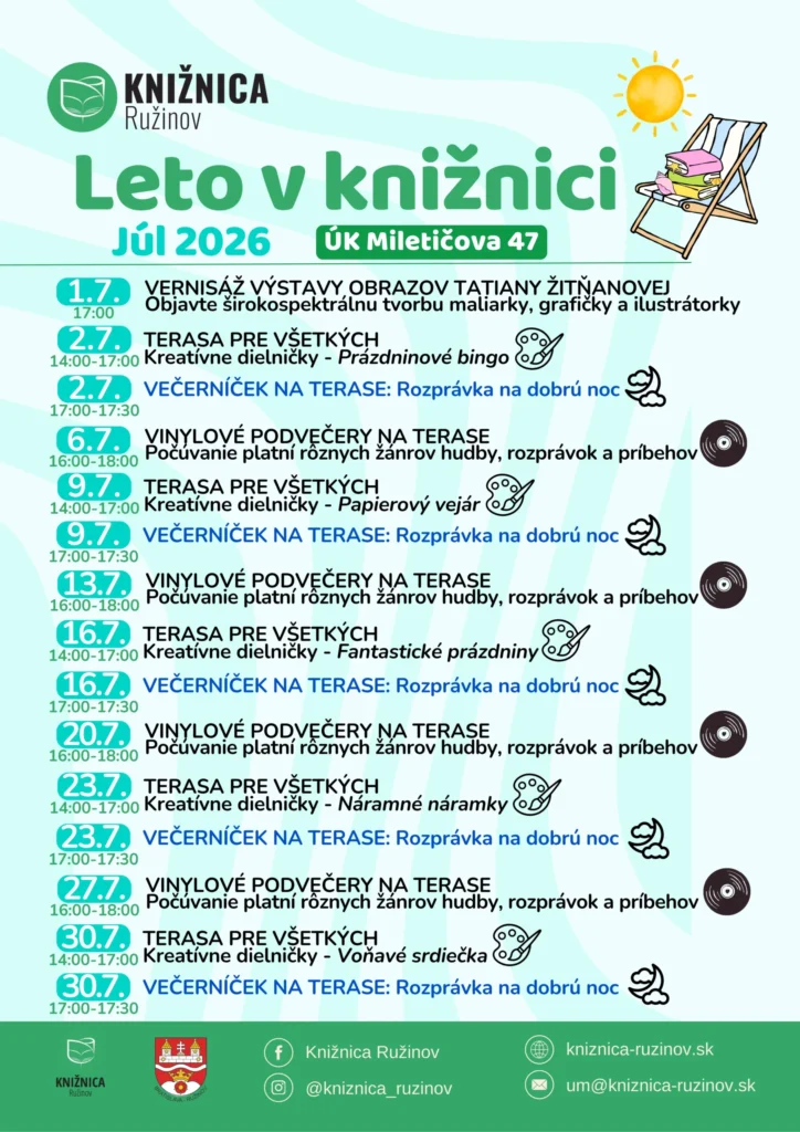 Program Knižnice Ružinov na júl 2026
