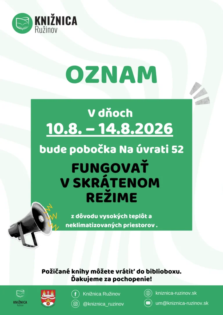 Oznam – pobočka Na úvrati 52