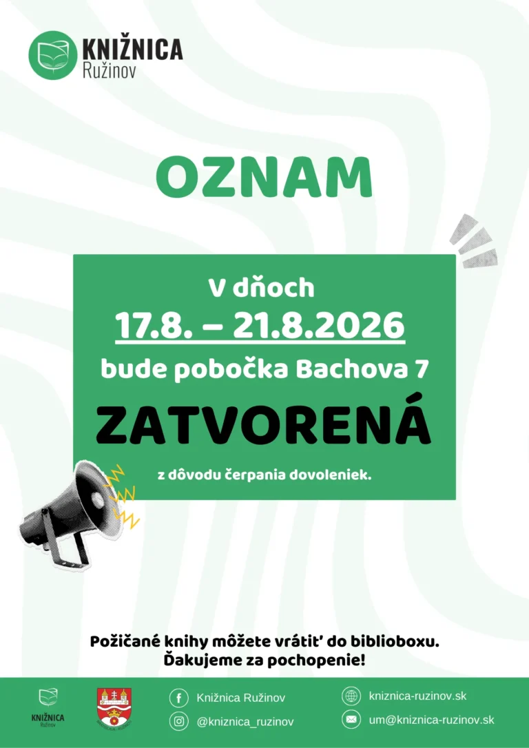 Oznam – pobočka Bachova 7
