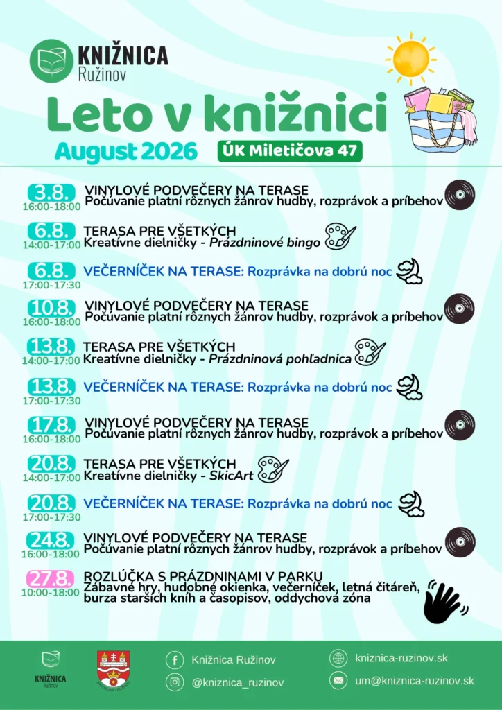 Program Knižnice Ružinov – August 2026